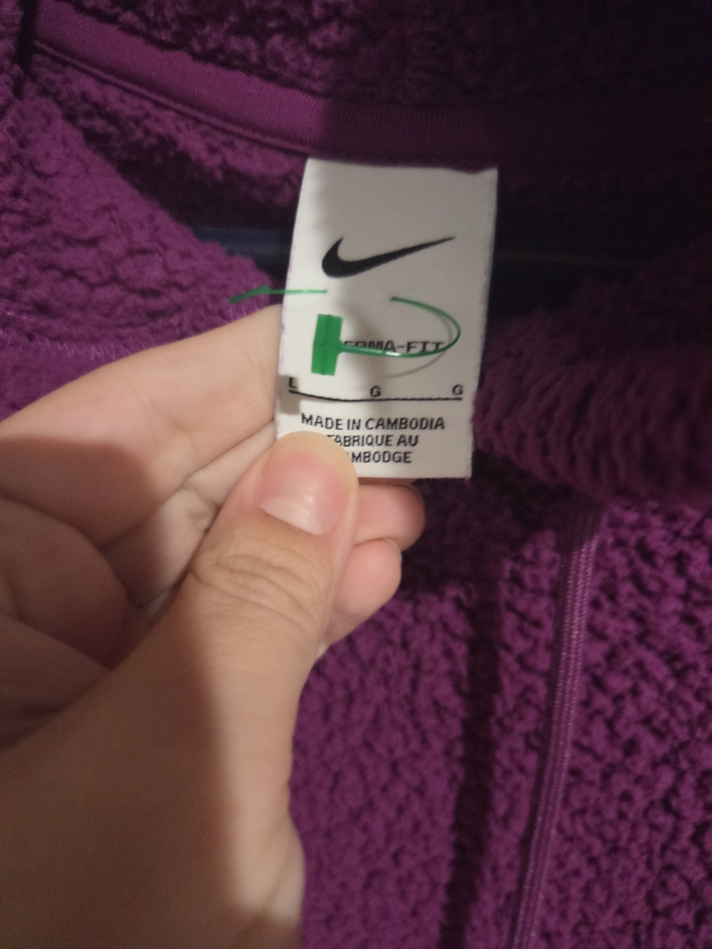 Nike Purple Sherpa Hoodie Size Large - Picture 4 of 7